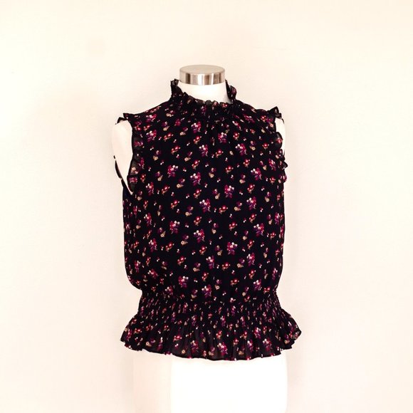 J. Crew Tops - J. Crew Black Floral Top